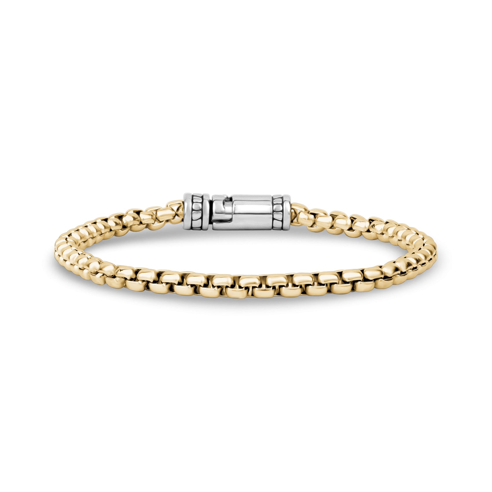 Detailed Round Box Link Bracelet | 4mm - Mens Steel Bracelets - The Steel Shop
