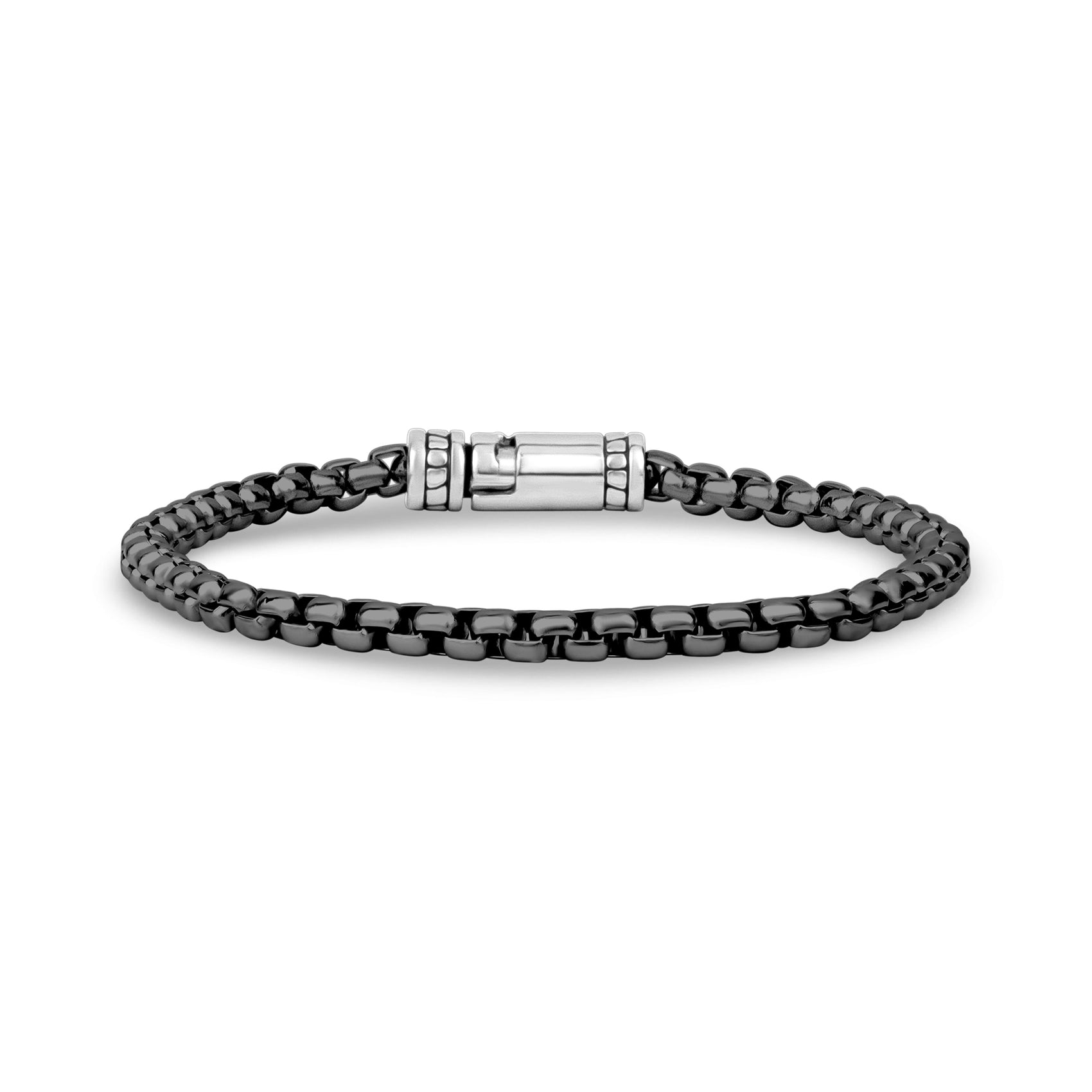 Detailed Round Box Link Bracelet | 4mm - Mens Steel Bracelets - The Steel Shop