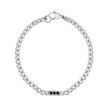 Black Stone Cuban Link Bracelet - Mens Steel Bracelets - The Steel Shop