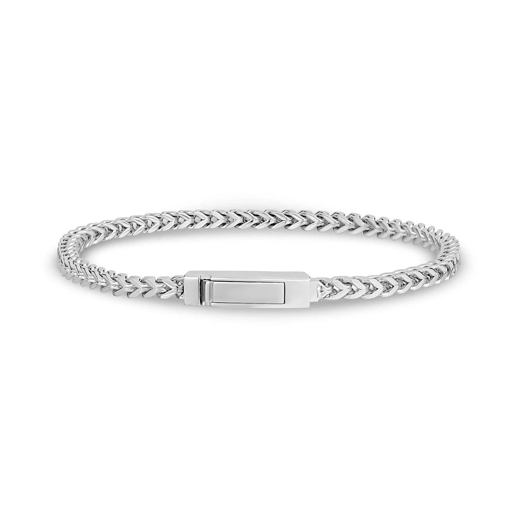 Men’s sleek and durable 3mm thin Franco link bracelet made from premium stainless steel  