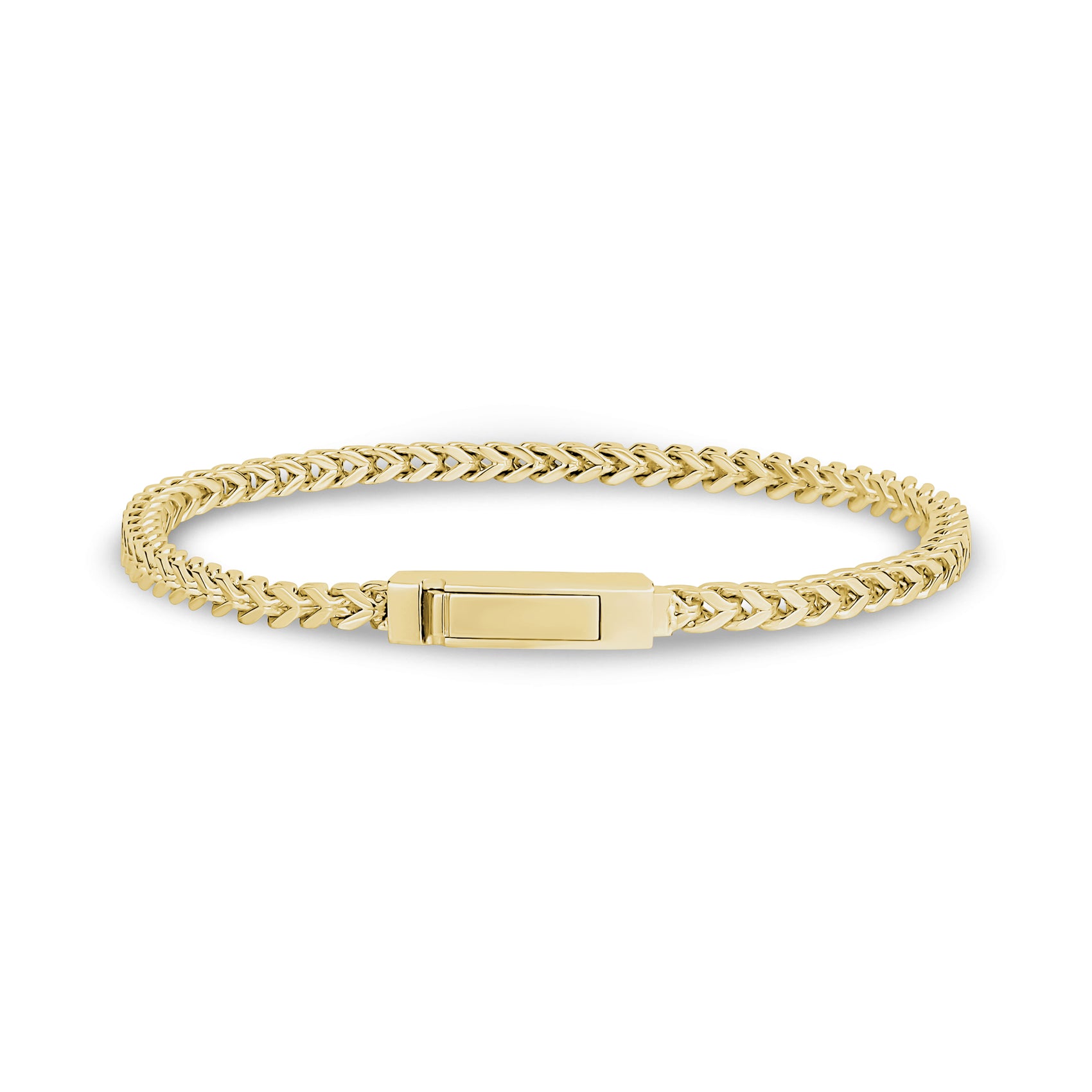 Engravable 3mm thin Franco link bracelet featuring a strong and stylish design  