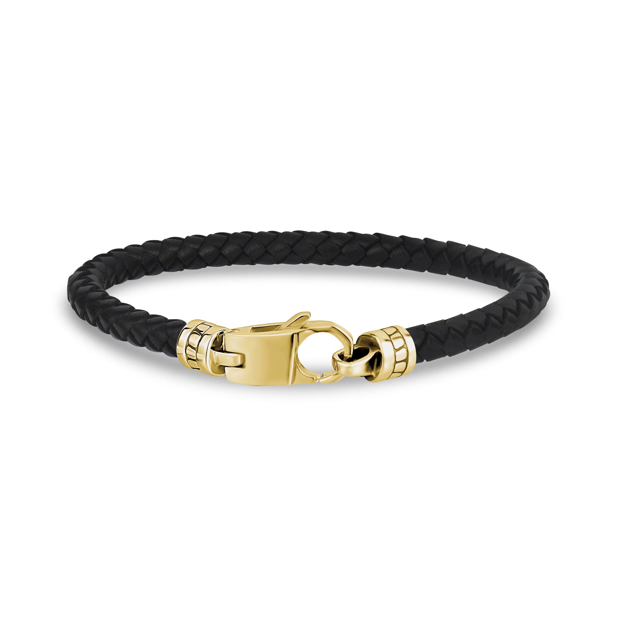 5mm Sleek Black Leather Bracelet with a Custom Stainless Steel