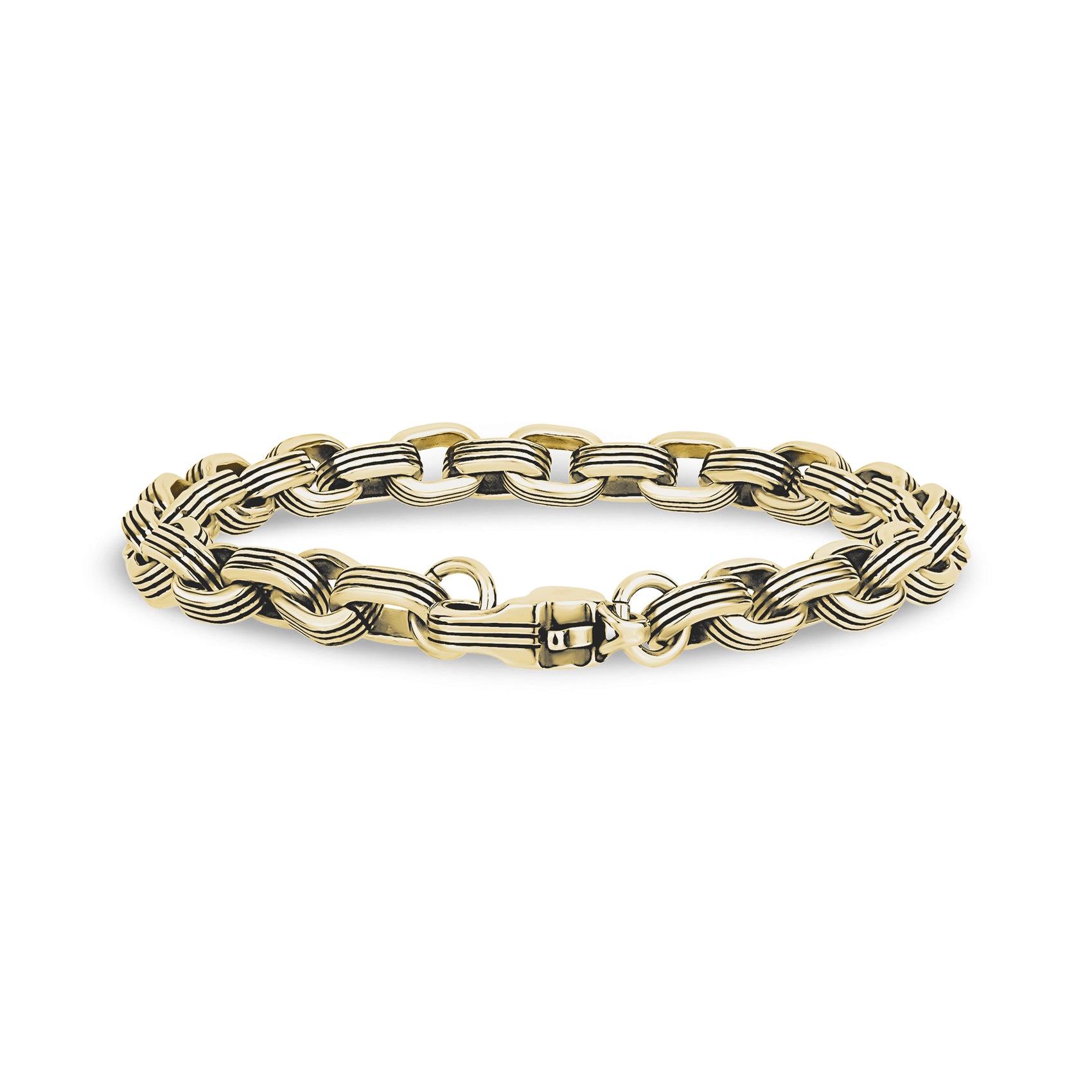 Black Lined Oval Link Bracelet - Mens Steel Bracelets - The Steel Shop