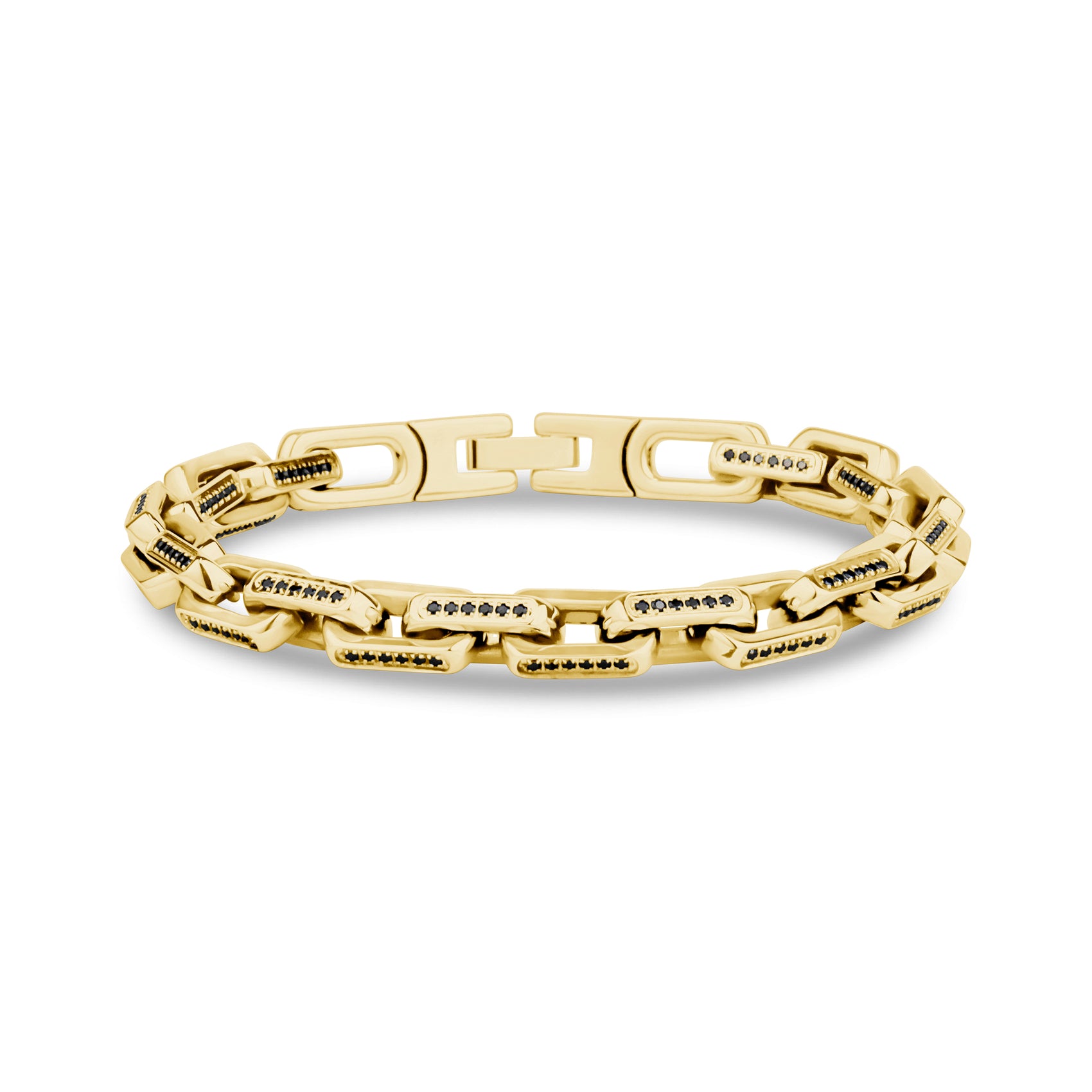 Iced Out Elongated Link Bracelet - Mens Steel Bracelets - The Steel Shop