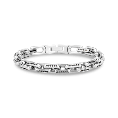 Iced Out Elongated Link Bracelet - Mens Steel Bracelets - The Steel Shop
