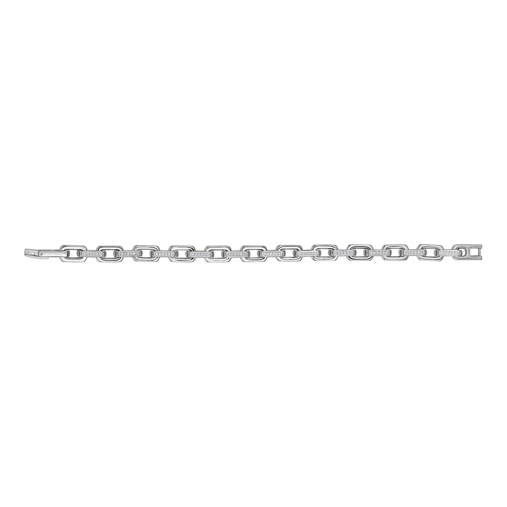 Iced Out Elongated Link Bracelet - Mens Steel Bracelets - The Steel Shop