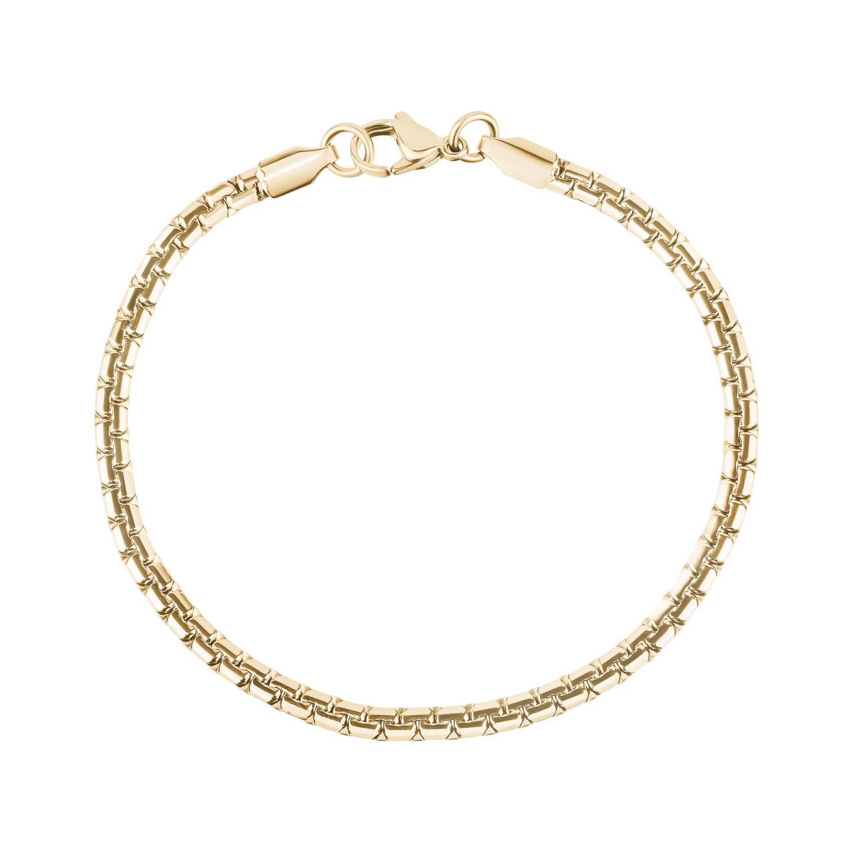 Flat Round Box Link Bracelet - Unisex Steel Bracelet - The Steel Shop
