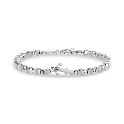 Modern Mosaic Anchor Bracelet - Mens Steel Bead Bracelets - The Steel Shop