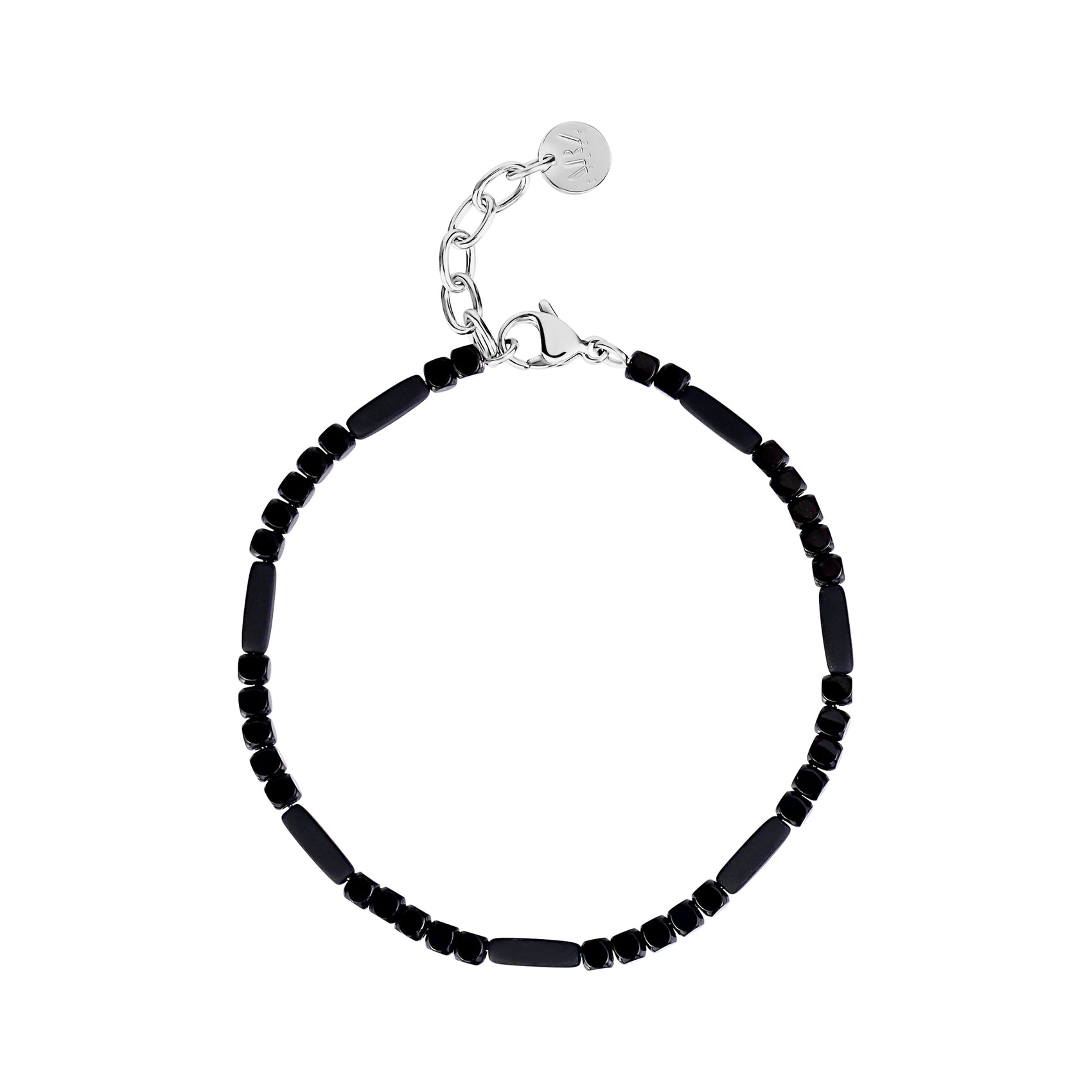 Black Mosaic Bead Bracelet - Mens Steel Bead Bracelets - The Steel Shop