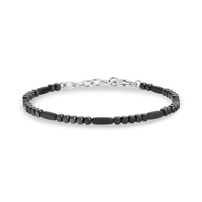 Black Mosaic Bead Bracelet - Mens Steel Bead Bracelets - The Steel Shop