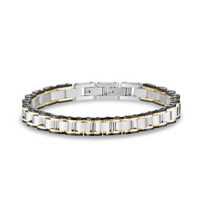 Tri-Tone Watch Link Bracelet - Mens Steel Bracelets - The Steel Shop