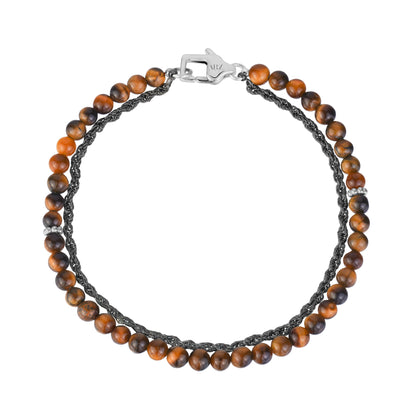 Rope and Beads Bracelet - Mens Steel Bead Bracelets - The Steel Shop