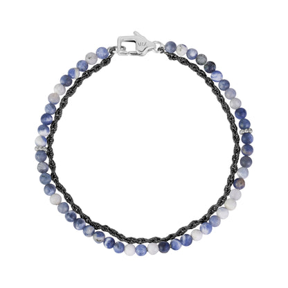 Rope and Beads Bracelet - Mens Steel Bead Bracelets - The Steel Shop