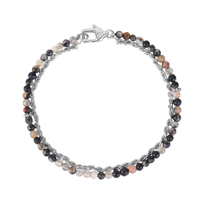 Rope and Beads Bracelet - Mens Steel Bead Bracelets - The Steel Shop