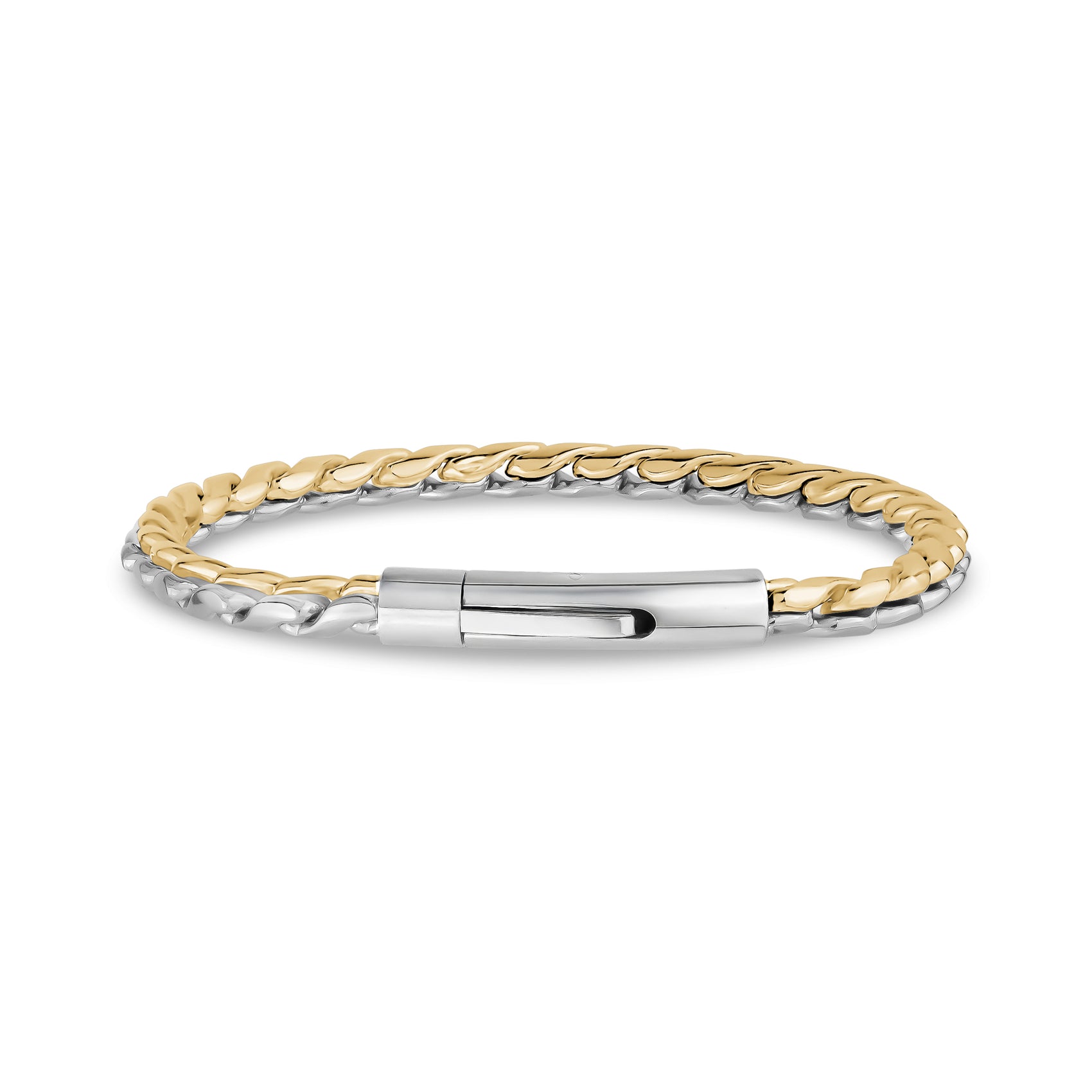 Two Tone Interlocking Link Bracelet - Mens Steel Bracelets - The Steel Shop