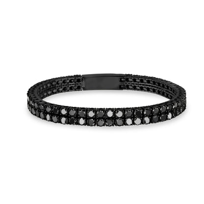 Black Stone Double Row Tennis Bracelet - Mens Steel Bracelets - The Steel Shop