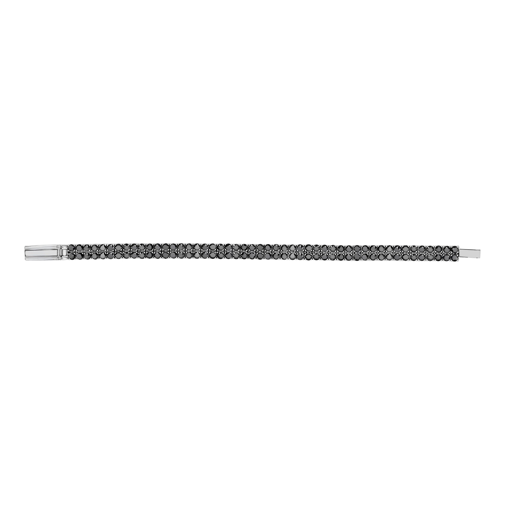 Black Stone Double Row Tennis Bracelet - Mens Steel Bracelets - The Steel Shop