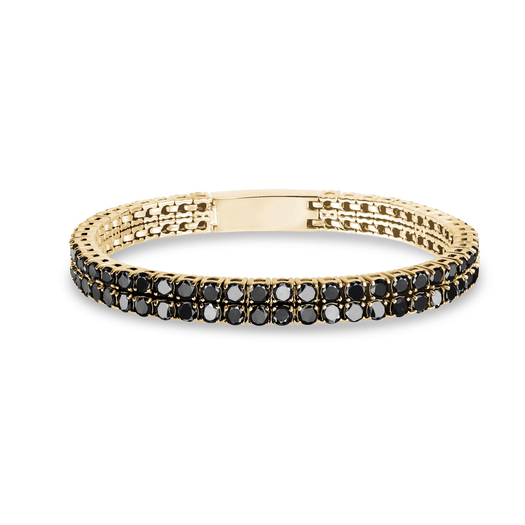 Black Stone Double Row Tennis Bracelet - Mens Steel Bracelets - The Steel Shop