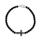 Black Zircon Cross Bead Bracelet - Mens Steel Bead Bracelets - The Steel Shop