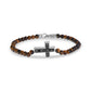 Black Zircon Cross Bead Bracelet - Mens Steel Bead Bracelets - The Steel Shop