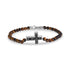 Black Zircon Cross Bead Bracelet - Mens Steel Bead Bracelets - The Steel Shop