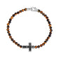 Black Zircon Cross Bead Bracelet - Mens Steel Bead Bracelets - The Steel Shop