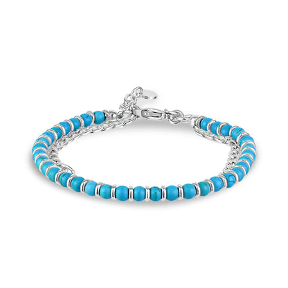 Aqua Duo Link Bracelet - Mens Steel Bead Bracelets - The Steel Shop