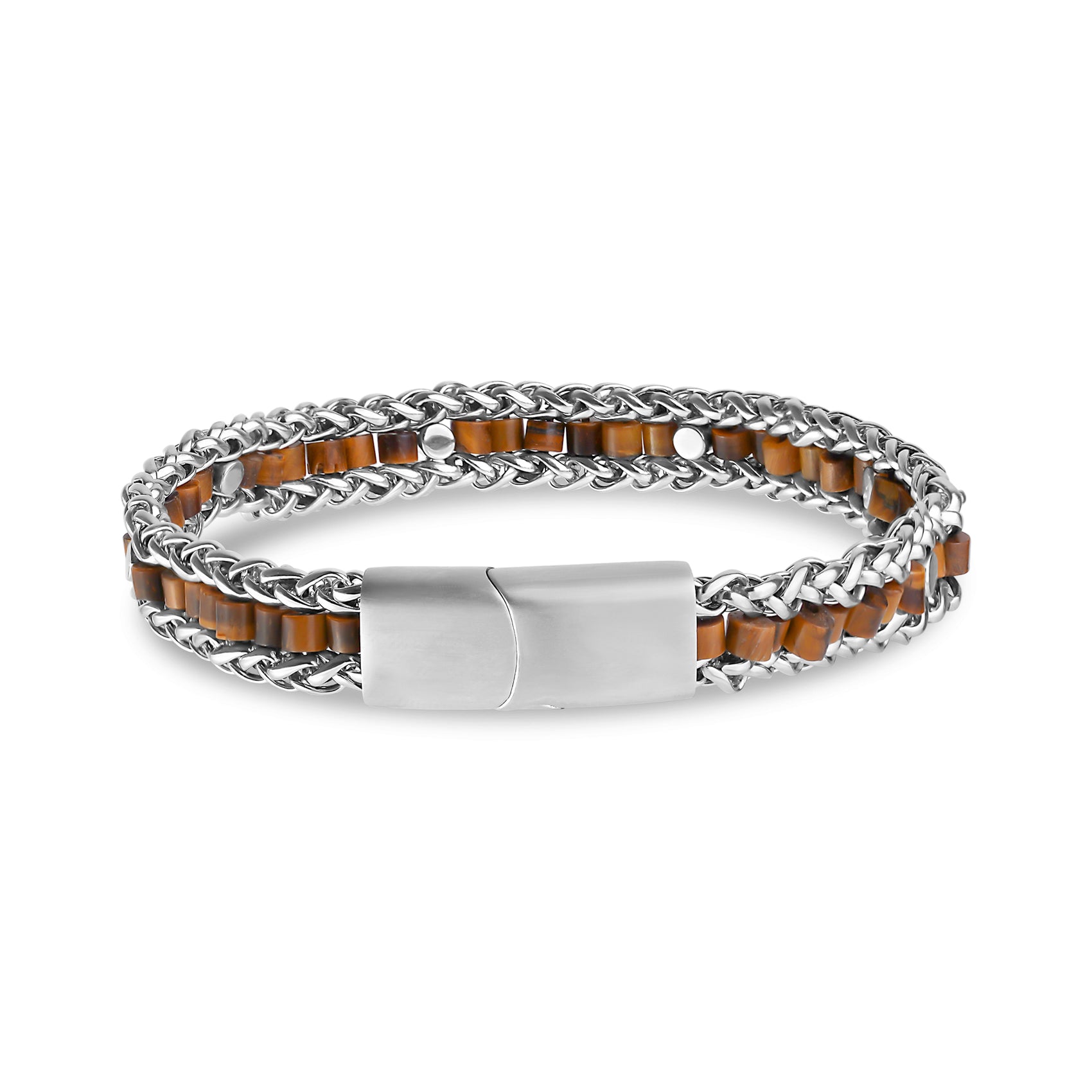 Wheat Link Beaded Bracelet - Mens Steel Bracelets - The Steel Shop