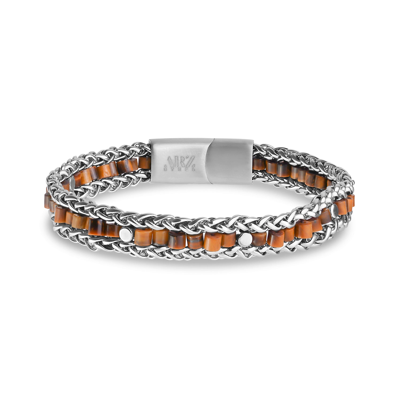 Wheat Link Beaded Bracelet - Mens Steel Bracelets - The Steel Shop