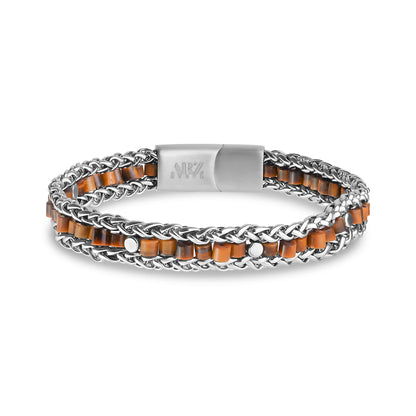 Wheat Link Beaded Bracelet - Mens Steel Bracelets - The Steel Shop