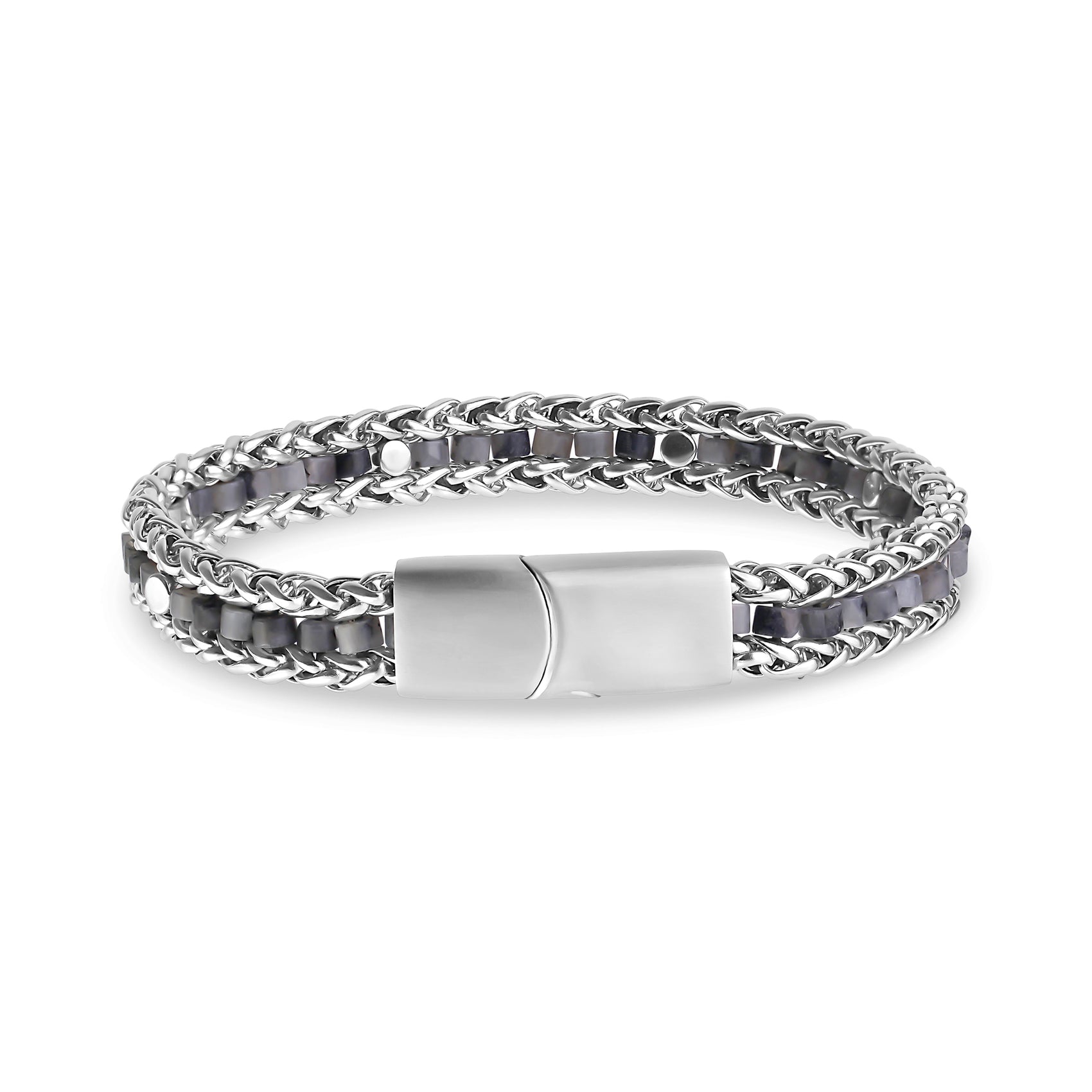 Wheat Link Beaded Bracelet - Mens Steel Bracelets - The Steel Shop