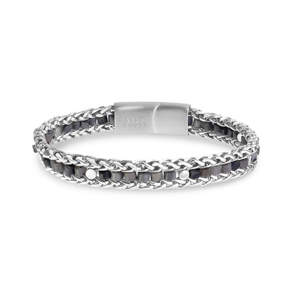 Wheat Link Beaded Bracelet - Mens Steel Bracelets - The Steel Shop