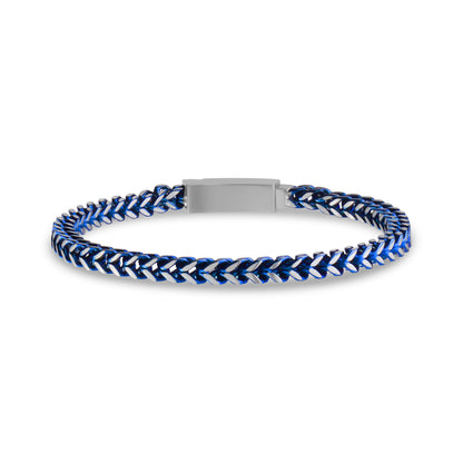 Electric Blue Franco Link Bracelet - Mens Steel Bracelets - The Steel Shop