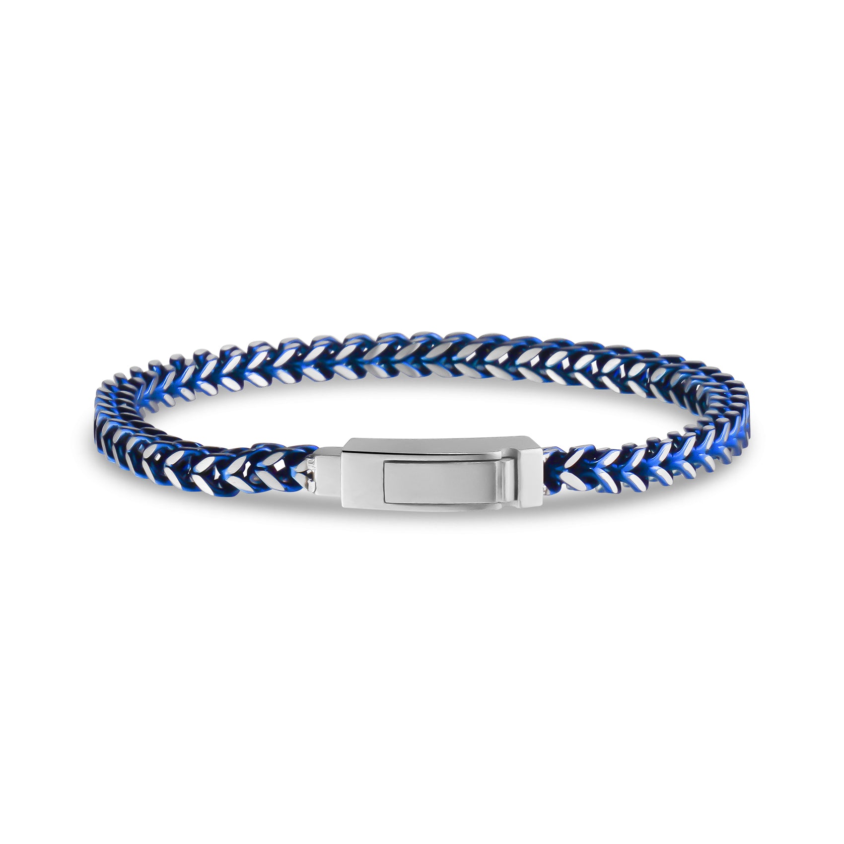 Electric Blue Franco Link Bracelet - Mens Steel Bracelets - The Steel Shop