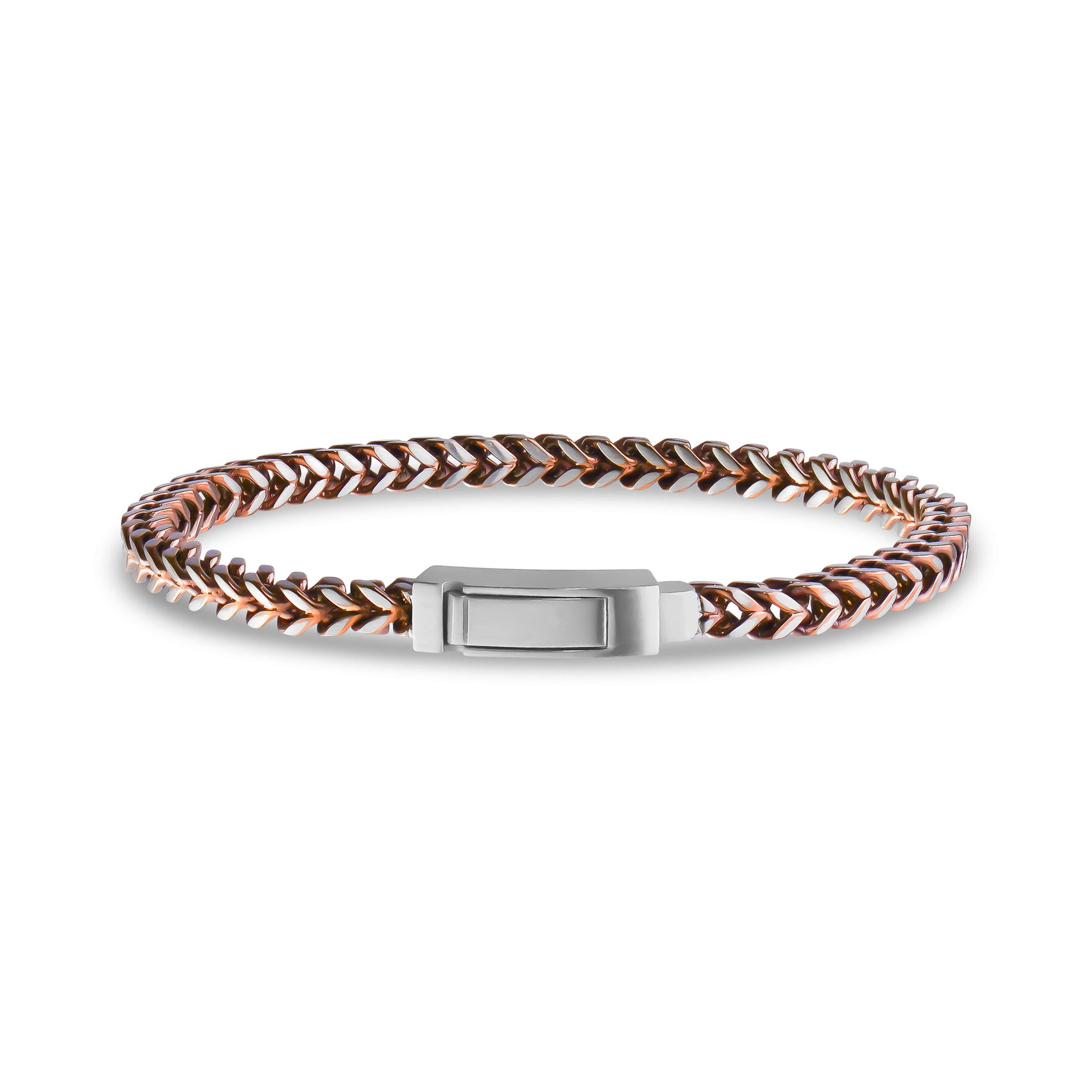 Coffee Brown Franco Link Bracelet - Mens Steel Bracelets - The Steel Shop