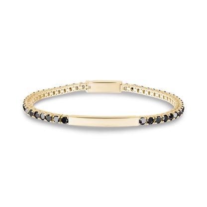 Black Stone ID Tennis Bracelet | 3mm - Unisex Steel Bracelet - The Steel Shop