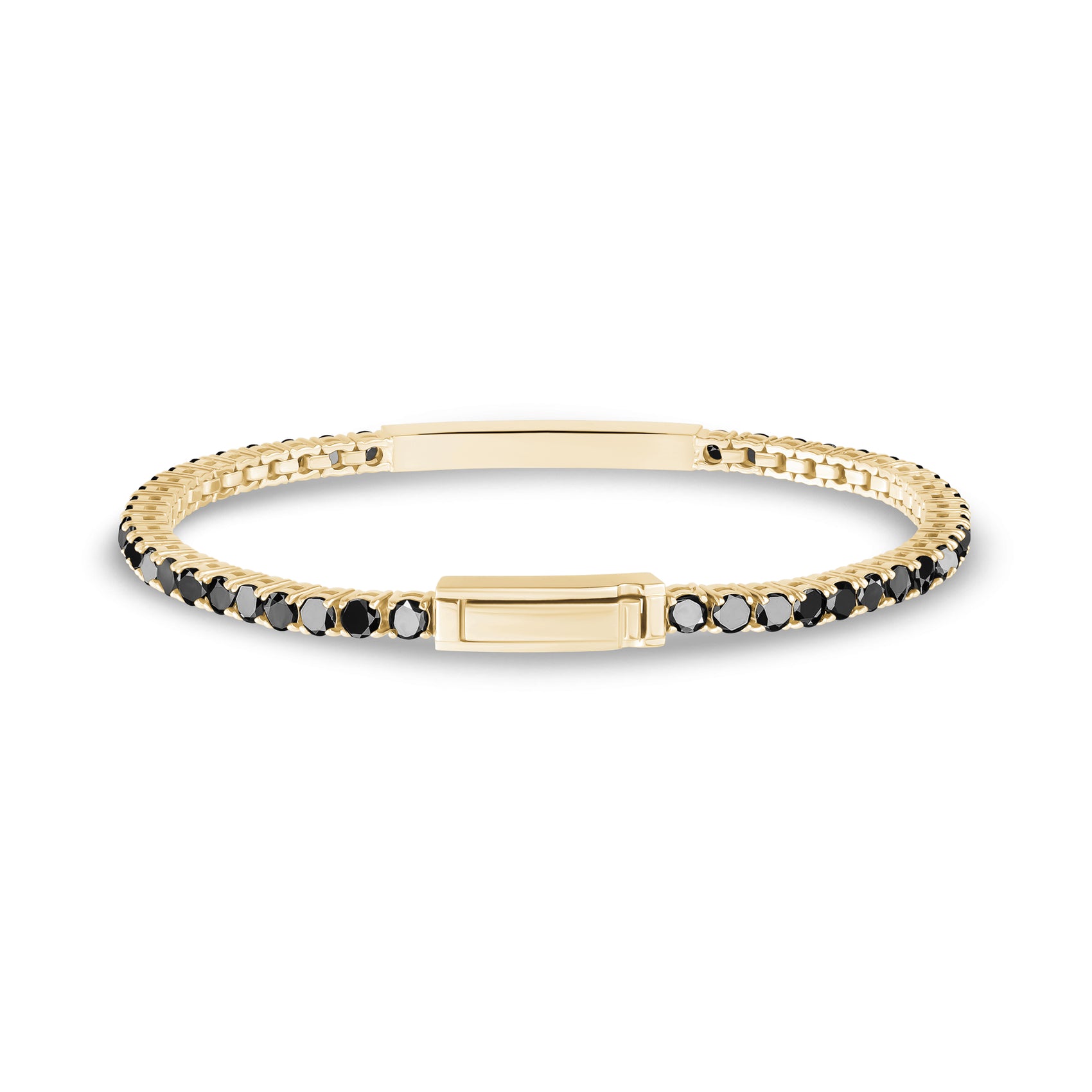 Black Stone ID Tennis Bracelet | 3mm - Unisex Steel Bracelet - The Steel Shop