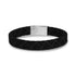 Black Leather Steel Clasp Bracelet - Mens Steel Leather Bracelets - The Steel Shop