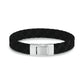 Black Leather Steel Clasp Bracelet - Mens Steel Leather Bracelets - The Steel Shop