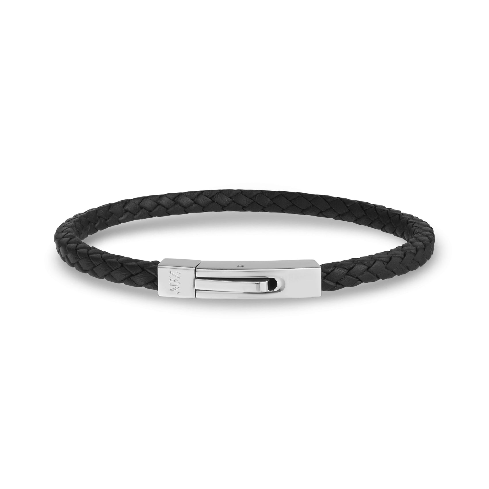 Unisex square leather bracelet showcasing modern structured design in rich brown tone  