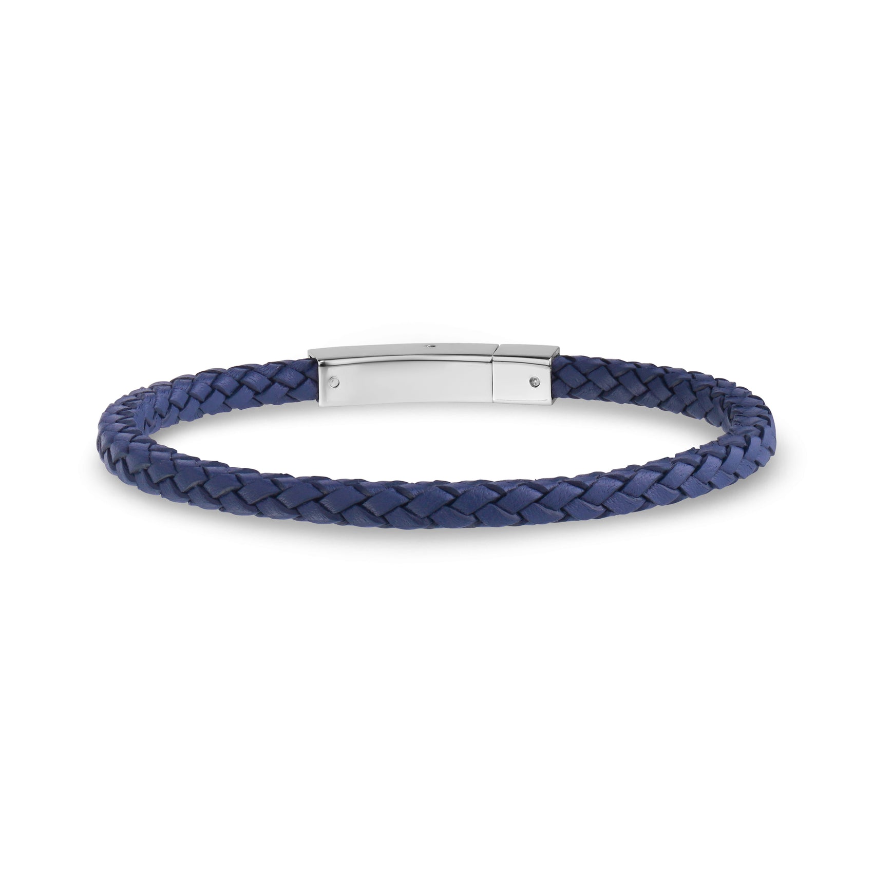 Lifestyle image of square leather bracelet paired with casual outfit on wrist  