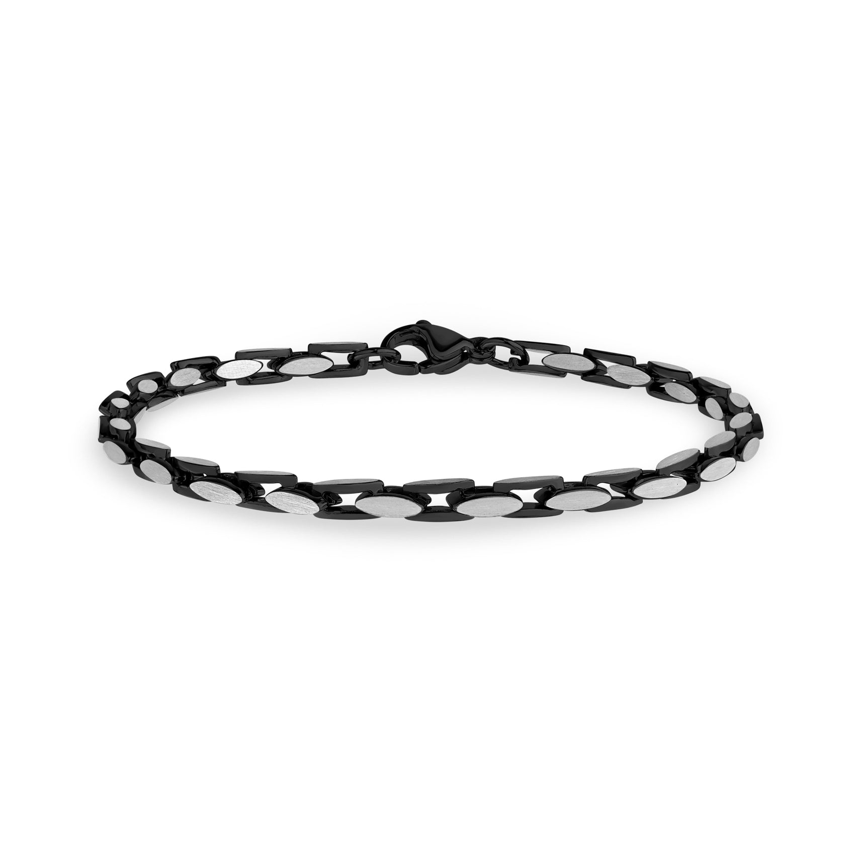 Two Tone Matte Oval Link Bracelet - Mens Steel Bracelets - The Steel Shop
