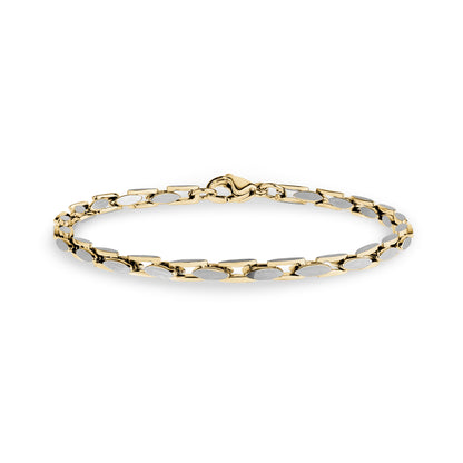 Two Tone Matte Oval Link Bracelet - Mens Steel Bracelets - The Steel Shop