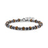 Mens bracelet with 4mm tiger eye beads and faceted cube hematite beads, featuring a stainless steel adjustable clasp