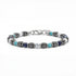 Close-up of Glacier Stone Bracelet featuring 5mm white turquoise, sodalite, and hematite beads with stainless steel spacers and an adjustable clasp on a white background.