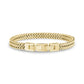 Gold-tone polished double Franco link men's bracelet with close-up of weave design and clasp