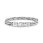 Rear view of polished double Franco link men's bracelet showing sleek stainless steel clasp detail