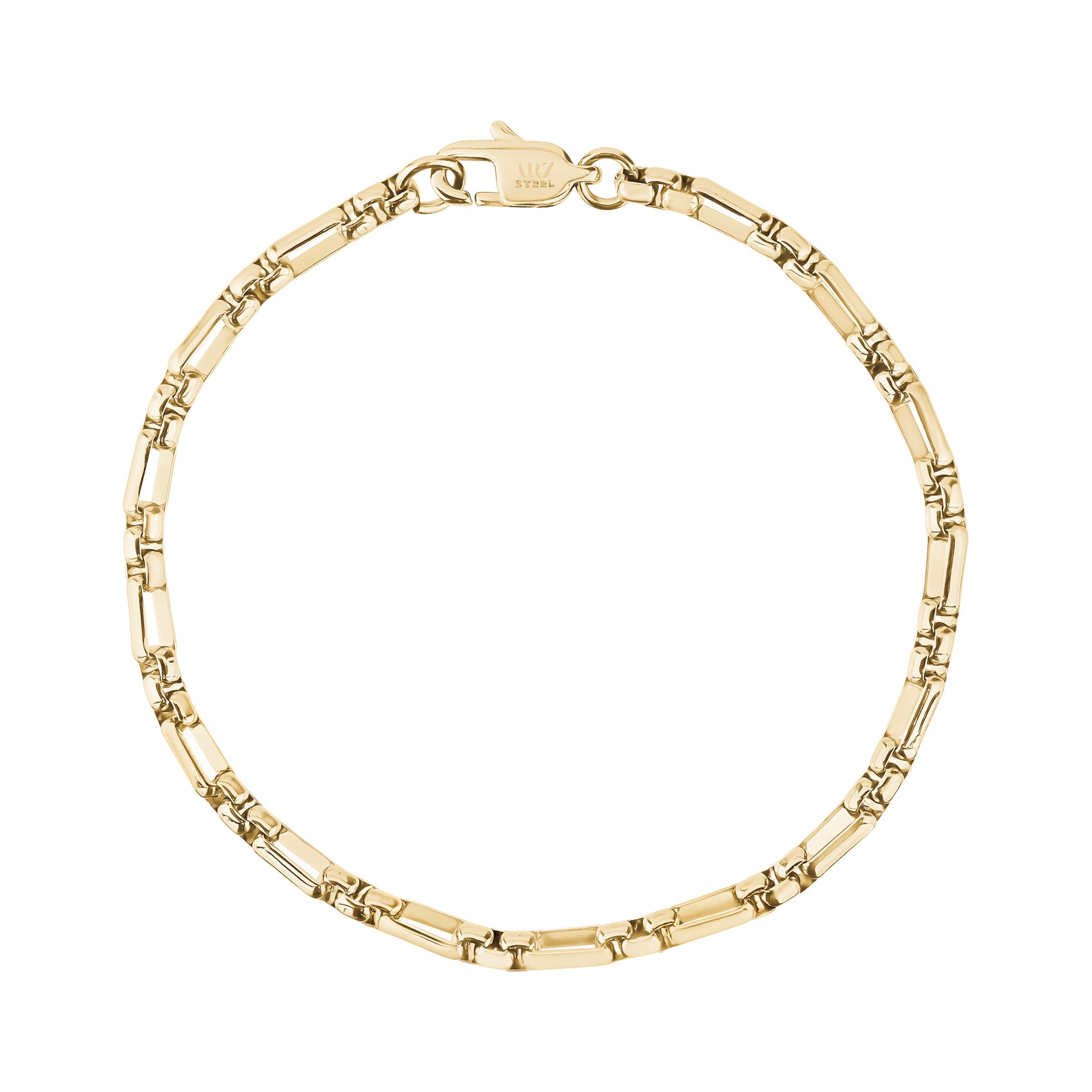 Round Box Link Figaro Bracelet - Mens Steel Bracelets - The Steel Shop