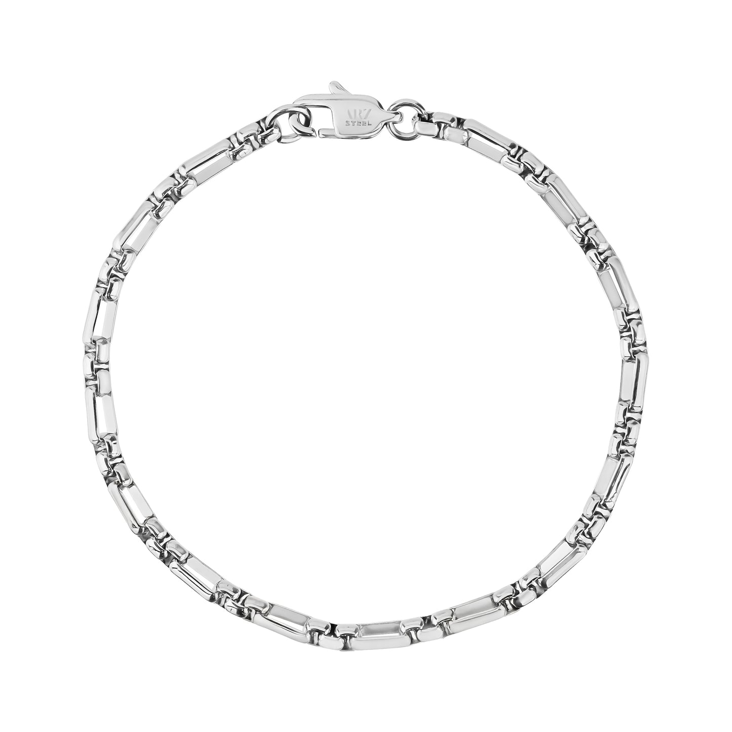 Round Box Link Figaro Bracelet