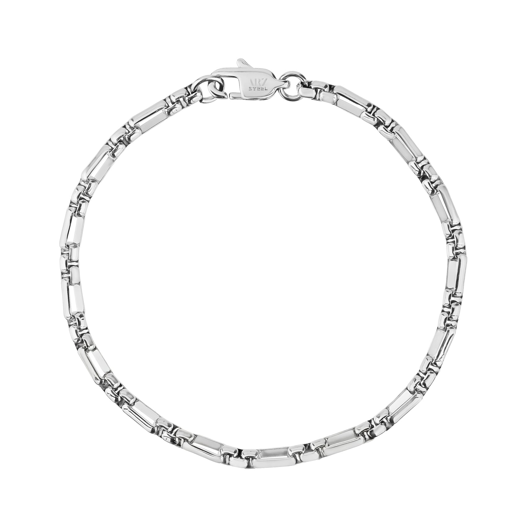 Round Box Link Figaro Bracelet - Mens Steel Bracelets - The Steel Shop